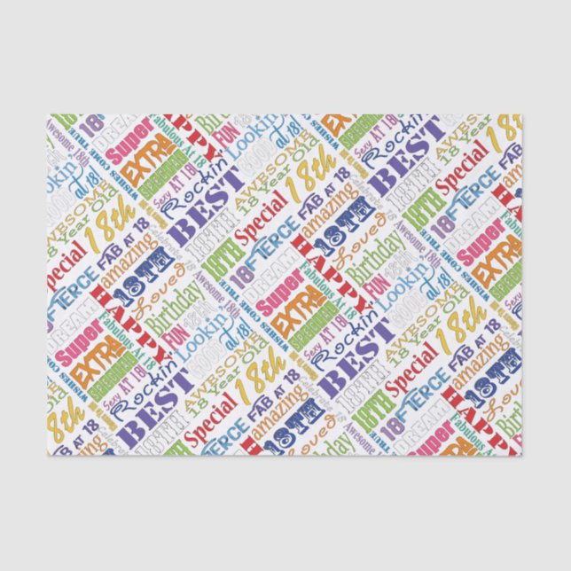 Fun 18th Birthday Party Favors Personalized Tissue Paper (Front)