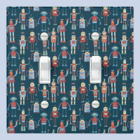 Fun 1950s Style Retro Robot Pattern Dark