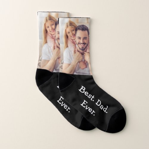 Fun 1 Photo Best Dad Ever Black Personalized Socks