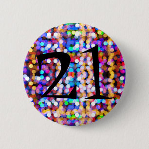 Fun 21st Birthday Bright and Colourful Button