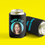 Fun 21st Birthday CUSTOM TEXT Photo Can Cooler<br><div class="desc">🥂 Create a Fun 21st Birthday can cooler with your text and photo. The ultimate toast for your big day! 🎉 #Customfavor #21stBirthdayBash Fun birthday photo can cooler in a retro modern design. Year is customizable to suit any birthday year, whether it be your 21st, 30th, 40th, 50th or 60th...</div>
