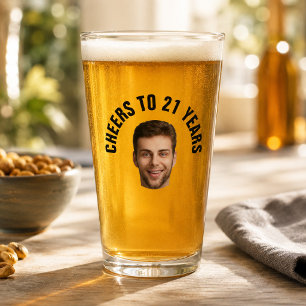 Fun 21st Birthday CUSTOM TEXT Photo Pint Glass