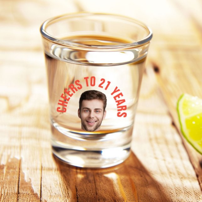 Fun 21st Birthday CUSTOM TEXT Photo  Shot Glass (Creator Uploaded)