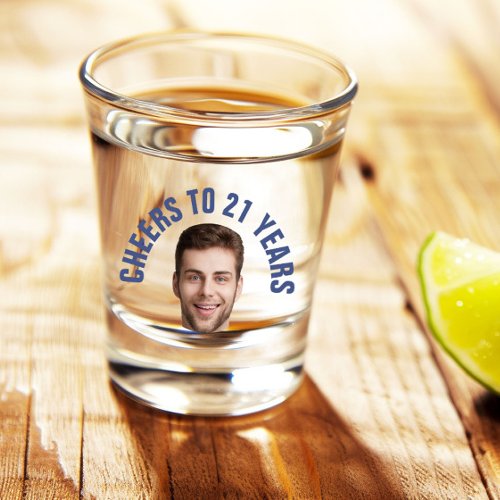 Fun 21st Birthday CUSTOM TEXT Photo  Shot Glass