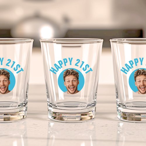 Fun 21st Birthday CUSTOM TEXT Photo  Shot Glass