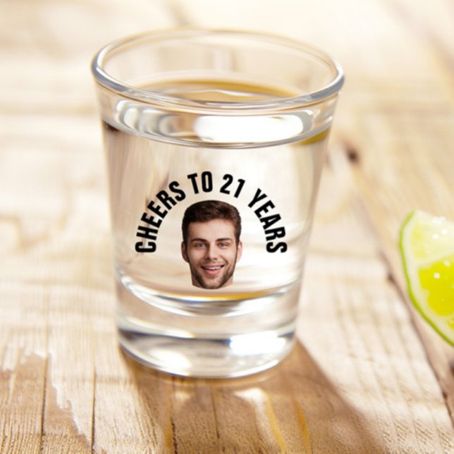 Fun 21st Birthday CUSTOM TEXT Photo  Shot Glass (Creator Uploaded)