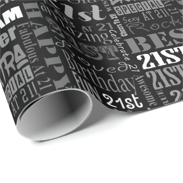 Fun 21st Birthday Party Personalized Monogram Wrapping Paper (Roll Corner)