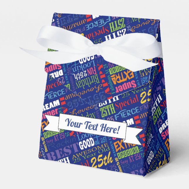 Fun 25th Birthday Party Personalized Monogram Favor Boxes (Front Side)
