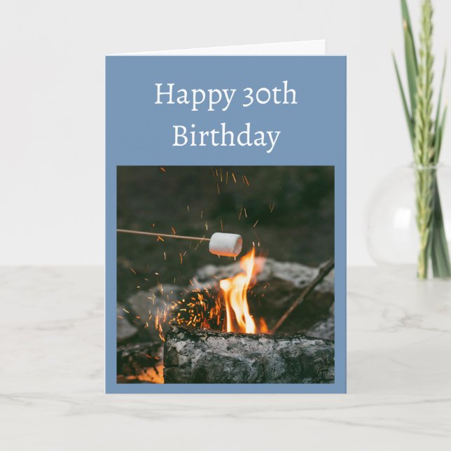 Fun 30th Birthday Party Camping Campfire Old Timer Card (Front)