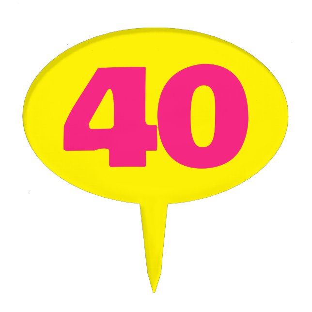 Fun 40th Birthday party cake topper picks (Front)