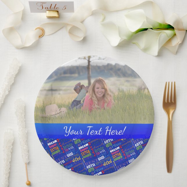Fun 40th Birthday Party Personalized Monogram Paper Plates (Wedding)