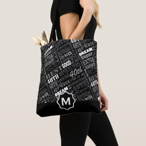 Fun 40th Birthday Party Personalized Monogram Tote Bag