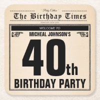 Fun 40th Birthday Vintage Newspaper Unique Custom