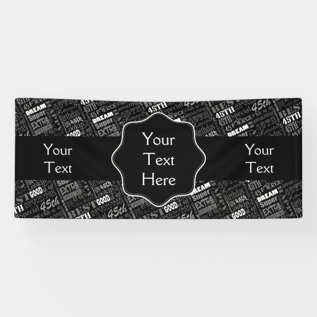 Fun 45th Birthday Party Personalized Monogram Banner (Horizontal)