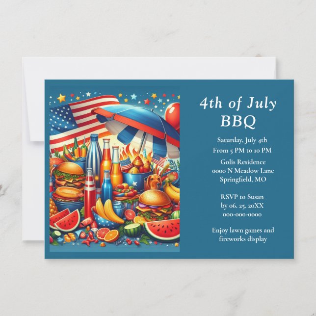 Fun 4th of July Red White Blue  Invitation (Front)