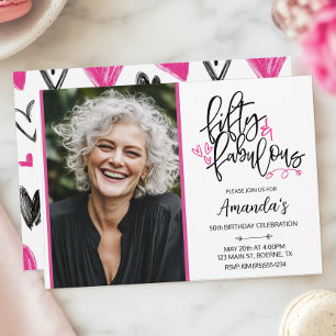 Fun 50 Fabulous Photo Birthday Invitation