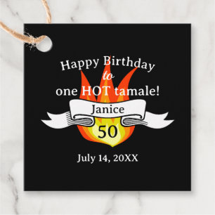 Fun 50th Birthday "Hot Tamale" Personalized Photo Favor Tags