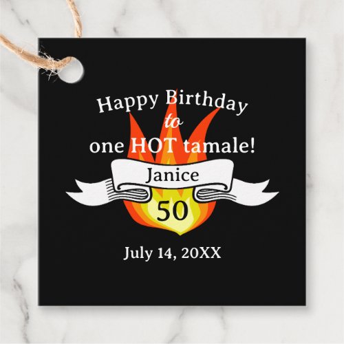 Fun 50th Birthday Hot Tamale Personalized Photo Favor Tags