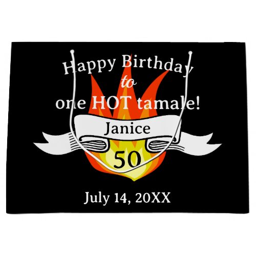 Fun 50th Birthday Hot Tamale Personalized Photo Large Gift Bag