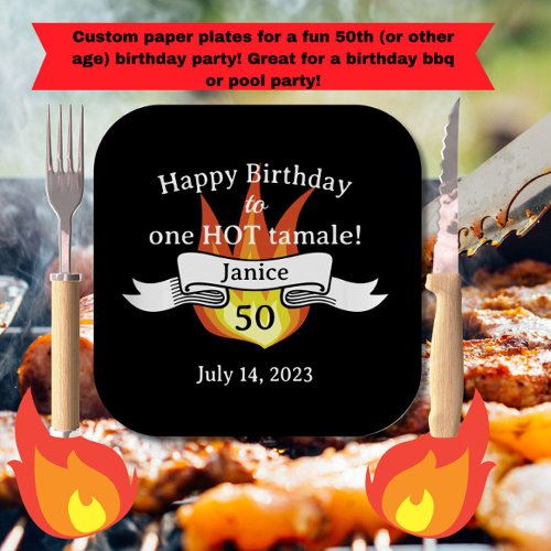 Fun 50th Birthday Hot Tamale Sassy Personalized Paper Plates