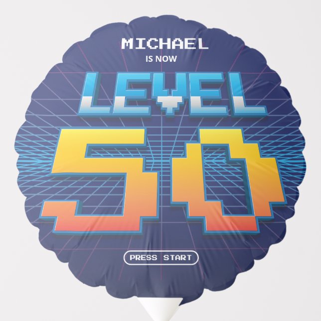 Fun 50th Birthday Retro 80s Game Screen Custom  Balloon (Front)