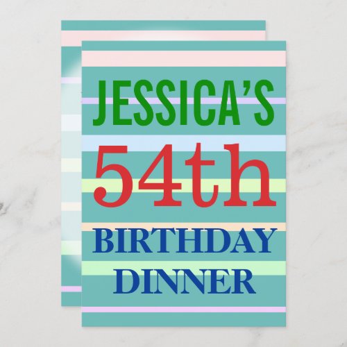 Fun 54th BIRTHDAY DINNER Birthday Invitation