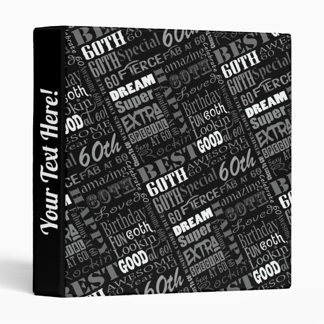 Fun 60th Birthday Party Personalized Monogram Binder (Front/Spine)