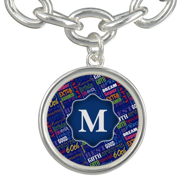 Fun 60th Birthday Party Personalized Monogram Bracelet (Design)