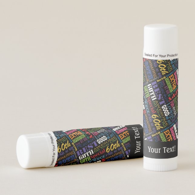 Fun 60th Birthday Party Personalized Monogram Lip Balm (Front)