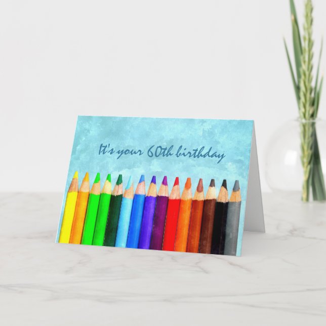 Fun 60th or Any Age Artsy Birthday Greeting Card (Front)