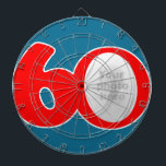 Fun 60th red & blue add your own photo dart board<br><div class="desc">A fun 60th birthday photo dart board in red,  and blue hues. Designed for you to add in the photo of your 60th birthday recipient from the past or a current fun photo. Produced by Sarah Trett. A fun gift for a sixtieth birthday.</div>