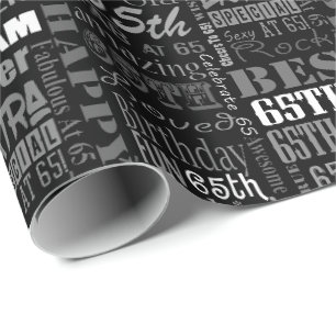 Fun 65th Birthday Party Personalized Monogram Wrapping Paper