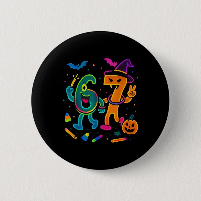 Fun 67 Meme Glow Style Halloween 6 7  Button (Front)