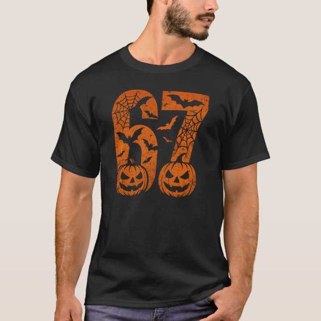 Fun 67 Number 6-7 6 7 Halloween Six Seven T-Shirt (Front)