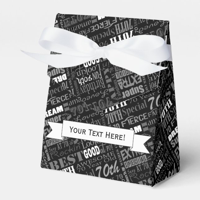 Fun 70th Birthday Party Personalized Monogram Favor Boxes (Front Side)