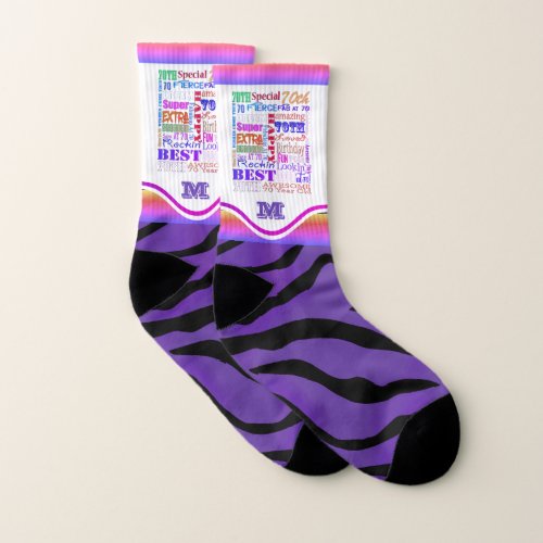 Fun 70th Birthday Party Personalized Monogram Socks