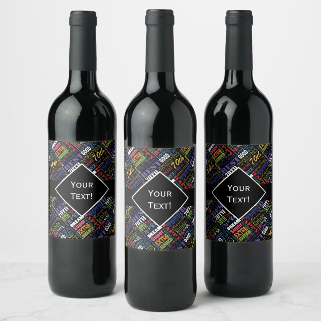 Fun 70th Birthday Party Personalized Monogram Wine Label (Bottles)
