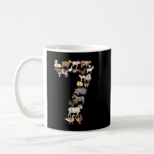 Fun 7th Birthday Farm Animals Themed Boys Kids 7 Y Coffee Mug