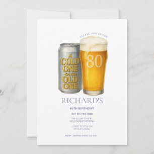 Fun 80th Birthday  Cold One for the Old One  Invitation