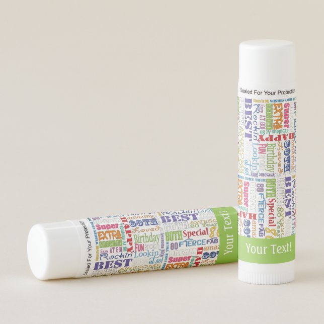 Fun 80th Birthday Party Personalized Monogram Lip Balm (Front)