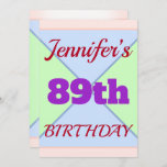 [ Thumbnail: Fun "89th Birthday" Birthday Invitation ]