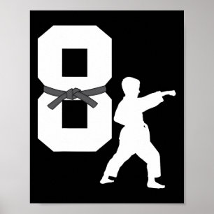 Fun 8th Birthday Karate Taekwondo 8 Year Old Boy K Poster