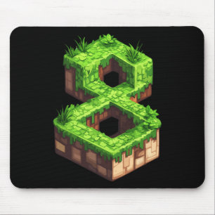 Fun 8th Birthday Number 8 Video Gamer Pixel Themed Mouse Pad