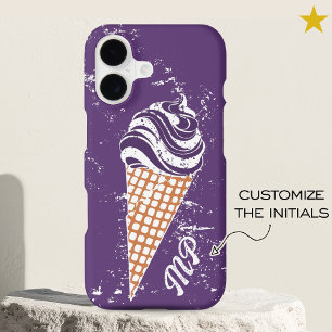 Fun 90s Purple Graffiti Ice Cream Cone Custom Name iPhone 17 Case