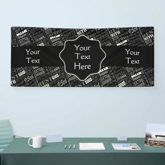 Fun 95th Birthday Party Personalized Monogram Banner (Tradeshow)