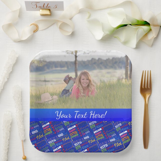 Fun 95th Birthday Party Personalized Monogram Paper Plates (Wedding)
