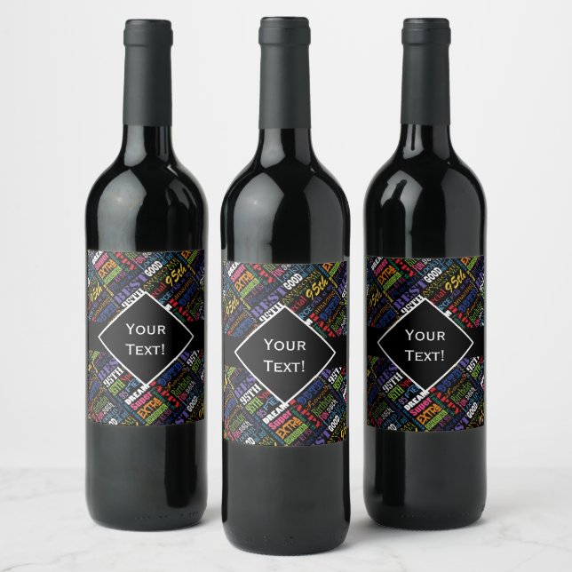 Fun 95th Birthday Party Personalized Monogram Wine Label (Bottles)