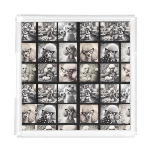 Fun 9 Photo Collage Pictures Acrylic Tray