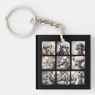Fun 9 Photo Collage Pictures Keychain