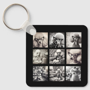 Fun 9 Photo Collage Pictures Keychain